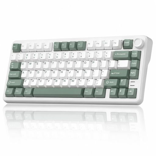 Womier L75 キーボード 無線 メカニカル テンキーレス 75%キーボード 緑 ノブ付き ゲーミングキーボード rgb バックライト