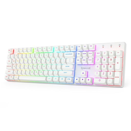 Redragon K710 無線 ゲーミングキーボード 赤軸 静音 テンキー付き RGBバックライト 充電式 US配列 ホワイト 技適認証取得