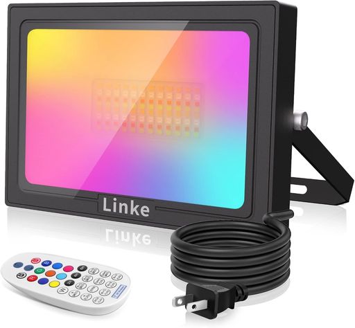 RGB投光器 60W (300W相当) 超明るい 昼白色付き LED作業灯 リモコン付き IP66防水 3000LM 高輝度 省エネ
