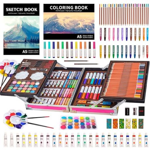 KINSPORY 画材ケース 139点入り アートクラフト 絵画 ぬりえ お絵かき アートセッ...