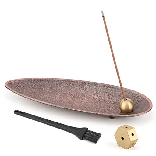incense Burner - Segartyお香立て灰がこぼれない線香立て香皿2種類真鍮付属横置き箒付属香炉線香インセンスホルダーシンプル北欧風おしゃれ灰処分簡単耐久耐高温癒やしリラックマ睡眠ヨガ茶室