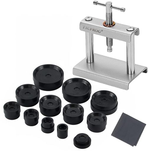 TICFROG腕時計工具裏蓋閉め器時計電池交換工具裏蓋閉め機時計の修理裏蓋外し炭素鋼耐久性12個時計ダイ両面ベロア・クリーニング・クロス1枚(日本語説明書が付属...