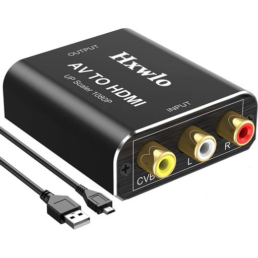 RCA TO HDMI 変換コンバーター 搭載 アルミ合金製外殼 AV TO HDMI 変換器 アナログRCAコンポジット(赤、白、黄)3色端子 HDMI 変換アダプタ 古いDVDレコーダー/カセットデッキ/TV