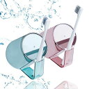 COOLLOODA歯磨きコップ歯ブラシコップ【2個セット】歯ブラシカップうがいコップPS素材透明抗菌取っ手付き逆に置き可能カビ防止自立割れない超軽量携帯便利簡約...