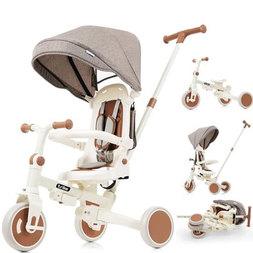 BTM子供用三輪車7in1折りたたみ手押し7way1~3歳座面回転自転...(3)