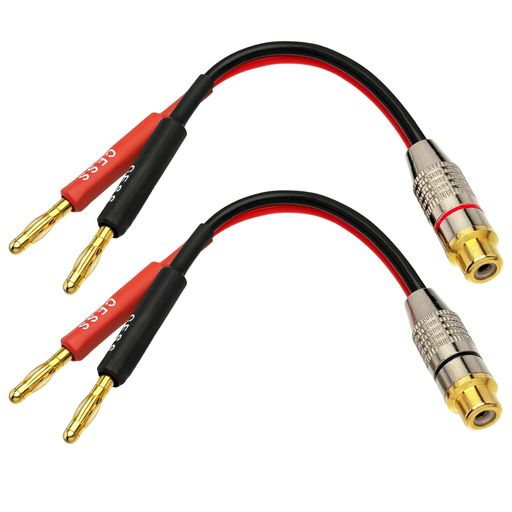 CESS-023-6i バナナプラグ RCAケーブル 6インチ フォノバナナスピーカーケーブル 2...