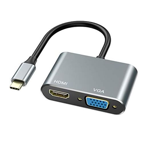 USB TYPE C TO HDMI VGA アダプタ、VILCOME 2 IN 1 THUNDERBOLT 3 TO VGA HDMI 4K UHDコンバータ アダプタ MACBOOK/MACBOOK AIR 13INCH 2018/IPAD PRO