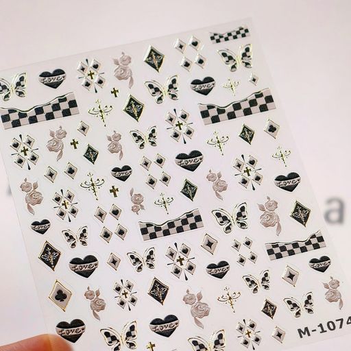 ネイルシ エンボスチェック 2枚入 ファッショナブルな白黒チェックデザイン 自己粘着モノクロネイル用品 レリーフ印刷 超薄型 ネイルアートデザイン装飾パーツ DIYネイルツール 褒美シ…