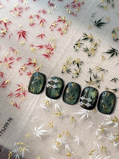 DUOLEIMI ネイルシール 竹 笹の葉 ネイルステッカー 貼るだけ 3枚 和風 ネイルデザイン ネイルアート シール ジェルネイル DIYネイルデカール セルフネイル 春夏 ネイルデコパーツ