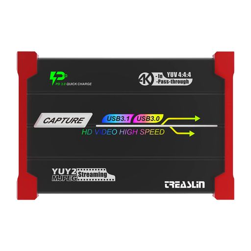 TreasLin HDMI入力/USB-C入力 キャプチャーボードswitch対応、ゲームライブ配信と録画 、ビデオキャプチャー 、遅滞なくパススルー、3.5mmオーディオ入力/出力、HDMIまたUSB-Cはデバイスからビデ…