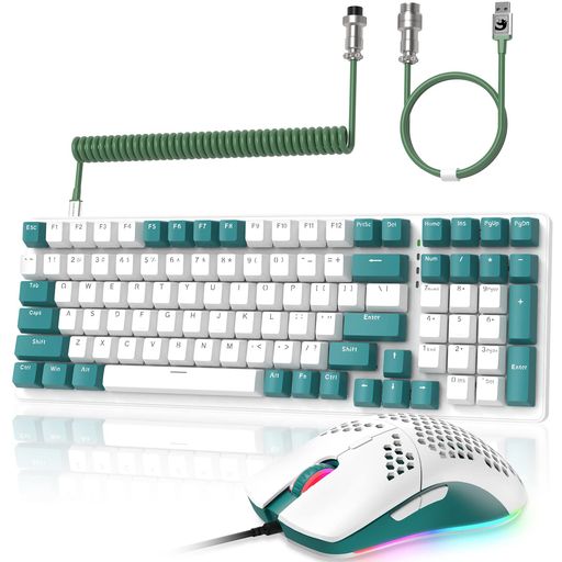 MAMBASNAKE K3 ゲーミングキーボード マウス コイルケーブルセット 98キー メカニカルキーボード Type-C有線 k3m1co1