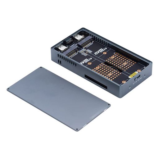 Xiwai 20Gbps デュアル NVME ドライブケース M.2 NGFF M-Key to USB-C Type-C Raid0 Raid1 JOBD Big SSD エンクロージャー ファン Raid0 ハイパーアダプター付き 2230/