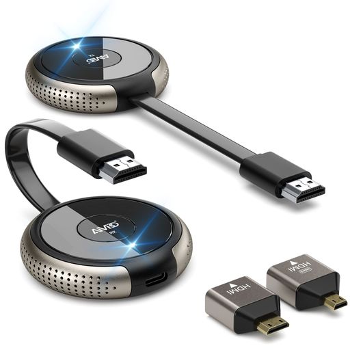 AIMIBOワイヤレスHDMI 送受信機セット 1080P/5Ghz超低遅延 音画同期 ミラー&拡張モード搭載 Mini/Micro HDMI変換端子付属 テレビ/PC/Mac/Window/カメラ/監視カメラなど対応【日本技適認証取得】