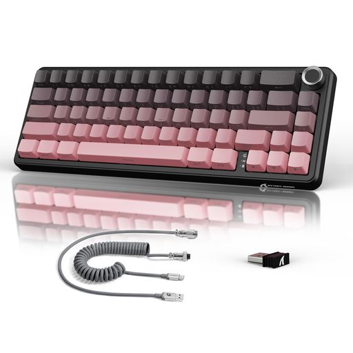 ATTACK SHARK X66 ゲーミングキーボード ワイヤレス/Bluetooth/有線 ホットスワップ メカニカルキーボード ノブ付き