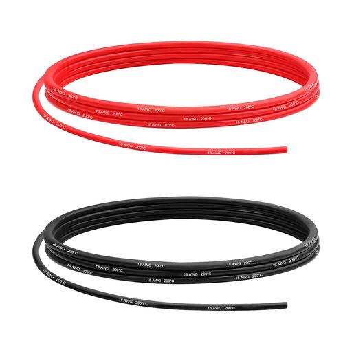 CowGoldChild バッテリーケーブル 18AWG 2M シリコンケーブル バッテリー端子 シリコンワイヤーケーブル 錫メッキ銅線 サーボ配線ケーブル (1M 黒+1M 赤)