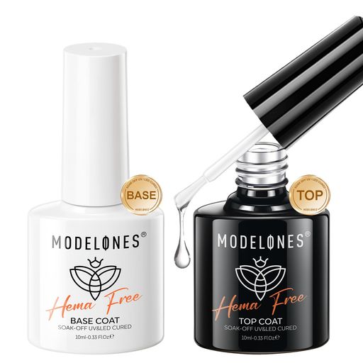 Modelones HEMAフリー トップコート ベースコート TPOフリー 10ml 2本セット ノンワイプ 拭き取り不要 大容量 速乾 …