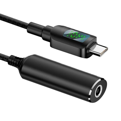 NFHK DCジャック 4.5x3.0mm入力 USB-C Type-C電源 140W スマートLEDディスプレイ充電ケーブル ノートパソコン 携帯電話用 PD9V/5V/20V/7A