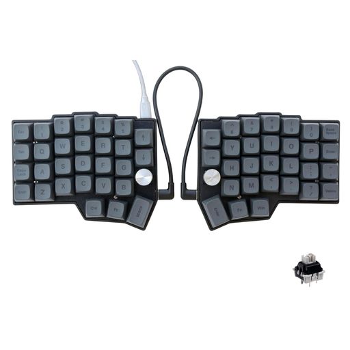 SZRKBD CORNE 有線 人間工学メカニカルキーボード 60% 4x6 レイアウト ダブルノブ搭載 ホットスワップ対応 潤滑リニアスイッチ RGB バックライト VIAL&QMK 全キーリマップ可能 (HiFiスイッチ)
