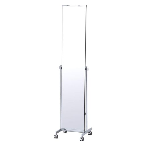 不二貿易スタンドミラーキャスター付き全身姿見鏡幅37x奥行36x高さ159cmシルバー角度調整飛散防止15547