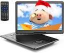 YOTONポータブルDVDプレーヤー16.9インチ、14.1インチHD液晶搭載、最大4〜6時間再生可能。270°&180°回転スクリーン、リージョンフリー対応、USB/SDカード、AVイン/アウト、TV同期対応。(2)