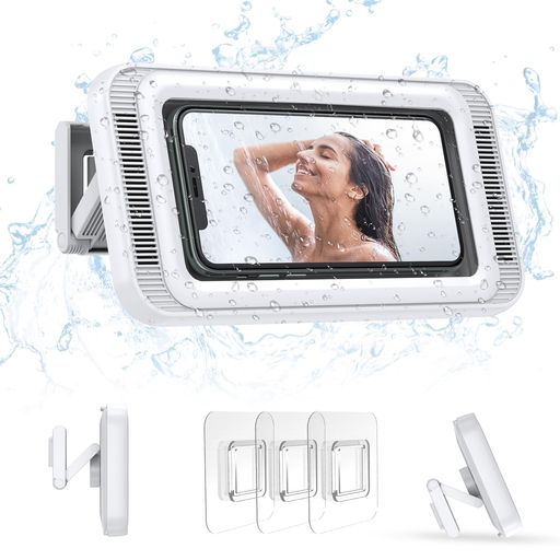 【アップグレード版&貼り付けシール3枚付き】Trywonスマホ防水ケースiPhone壁掛けスマホスタンドタッチ快適動画視聴強力粘着防水携帯電話ボックス高性能カバー伸縮式高さ調整可能360°調…(2)