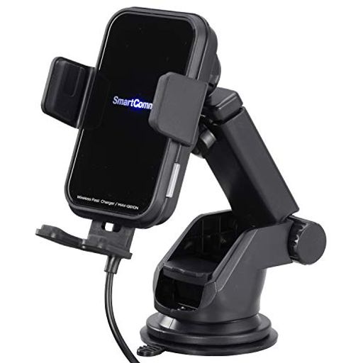 OHMSmartCommワイヤレススマホ充電器急速充電対応車載タイプMAV-Q610N黒幅71x高さ114.5x奥行58.5mm(Qi充電器本体のみ・突起物を除...