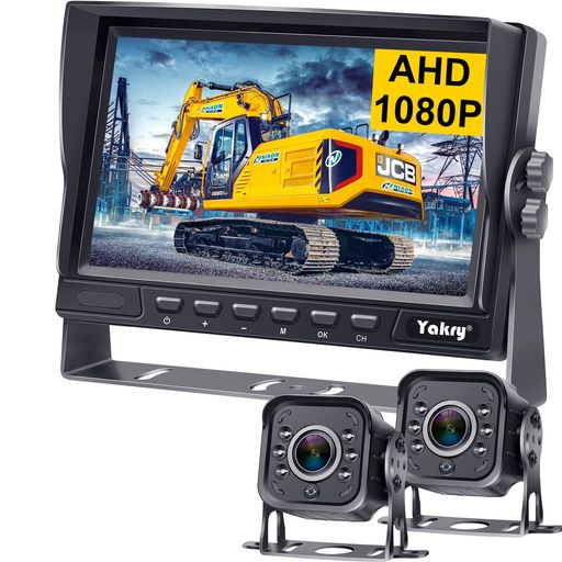 YAKRY 車載バックモニター 有線バックカメラセット 多車種対応バックミラー AHDバックカメラ 7インチIPS画面モニター HD1080P画質 正像/鏡像切替 DIYガイドライン ノイズ対策 暗視機能 12V/24V/36V対応 常時使用可能