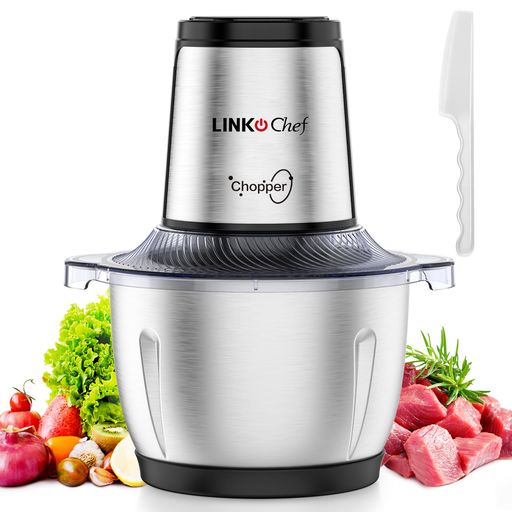 フードプロセッサー LINKChef 1.5L容量 250Wハイパワー 2段階スピード 3層ステンレス刃 電動フードチョッパー みじん切り・挽肉・離乳食対応 氷も砕ける ブレンダー 一台多役 家庭用 コンパク…