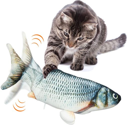 Aurako 猫 おもちゃ 電動 ペットおもちゃ魚 猫用 ぬいぐるみ シミュレー魚 USB充電式 噛む動ける魚 取り外して洗えるおもちゃの魚 ねこ用 運動不足解消 爪磨き