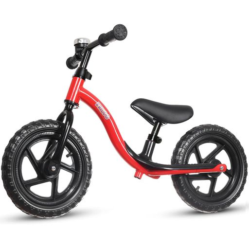 KRIDDO キックバイク 2歳 ペダルなし自転車 3歳〜5歳 軽量 フットレスト付き ハンドル・シート調節可能 誕生日プレゼント レッド