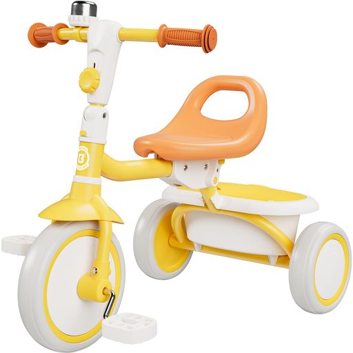 besrey 子供三輪車 ベル付き 収納三輪車 2in1 1歳 2歳 3歳 ランニングバイク 自転車 乗用玩具 幼児用 キッズバイク イエロー