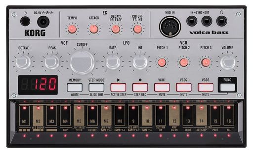 KORG アナログ ベースマシン volca bass 16ステップシーケンサー 電池駆動 スピーカー内蔵 ヘッドフォン使用可 どこでも使えるコンパクトサイズ