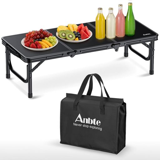 Anbte 折りたたみ ローテーブル 87x40x26cm アウトドア/室内両用テーブル (ブラック)