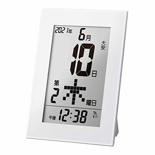 MAG(マグ) 日めくりカレンダー 電波時計 デジタル 白 ノイ 六曜 表示 置き掛け兼用 W-786WH-Z