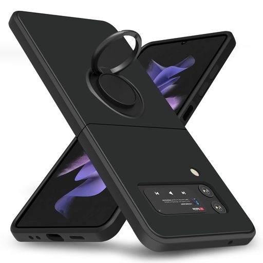 乐天商城 - GalaxyZFlip4用ケースTPU耐衝撃リングシリコンケース薄型ソフト全面保護カバー指紋防止リング付きスタンド機能車載ホルダー対応360°回転レンズ保護ストラップホール付きスリム軽量黄変防…