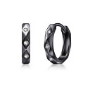 Freebirdフープピアスメンズレディース黒金属アレルギー対応シルバー925ピアスリングジルコニア中折れ式かっこいい男女兼用クールプレゼント