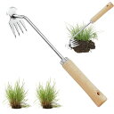 除草ツール根抜き多機能除草くわ片手用長い柄雑草取り器具草刈り便利グッズ草取り用くわ雑草取り器具4本鍬レーキ11本鍬レーキ軽量便利両用鍬土起こし器ガーデン園芸用栽培(木製ハン…