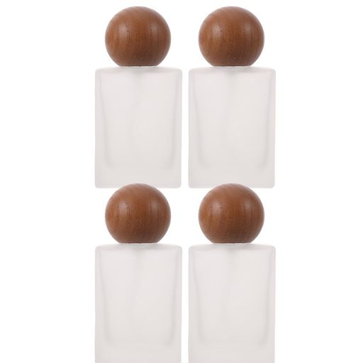 LIFKICH 4個 旅行用サイズ 香水瓶 ミニ携帯用 スプレーボトル 30ml ガラス製 マットボディ 木製ラウンドキャップ 詰め替え可能 旅行用詰め替えアトマイザーボトル バケーション用 vicsystore-10198179 vicsystore パッケージ画像