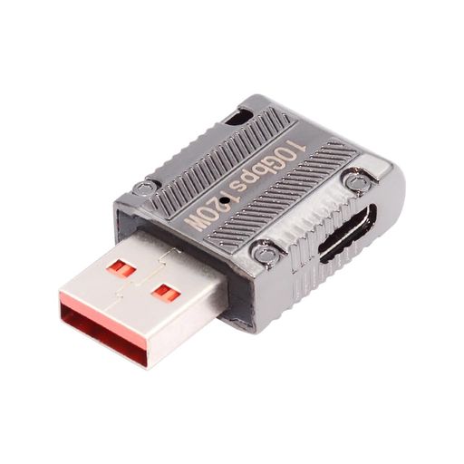 NFHK USB-C USB 3.1 Type-C メス - USB 3.0 Type-A オス 90度直角スリムタイプ 10Gbps データ 120W 電源アダプタ メカサイバーパンクスタイル