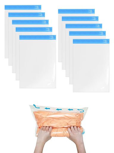 SUZIYER 圧縮袋 衣類 旅行 10枚セット 50*70cm 80%圧縮 衣類圧縮袋 収納袋 あっしゅく袋 掃除機不要 手巻き 防カビ 防虫 洋服 布団圧縮 収納 出張 旅行 便利グッズ 引っ越し 再利用可能 50*70cm (XXL)