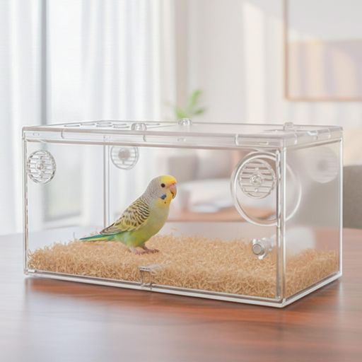 Ruexue インコ 巣箱 クリア 【成長を見守る観察用】 高強度ABS (24.5x13x13cm)