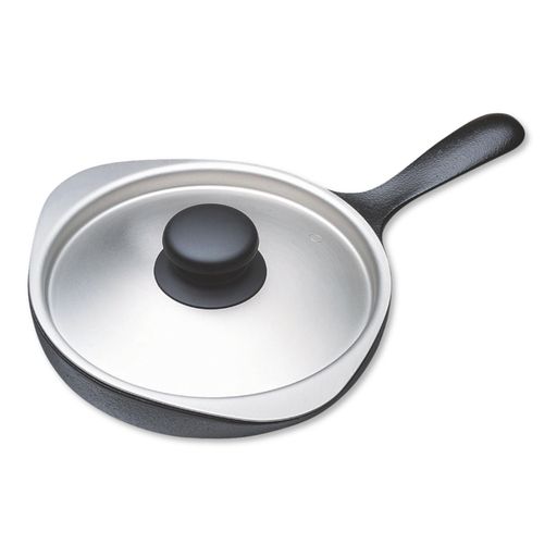 柳宗理 Sori Yanagi そのまま食卓にも出せるシンプルデザインの南部鉄器ミニパン16cm 日本製 ステンレス蓋付 IH対応