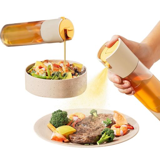 happykau オイルスプレー 2 in 1 オイルボトル 285ml オイルスプレーボトル 調味料入れ スプレー ガラスボトル 油 スプレー オイル差し サラダオイル 醤油 オリーブオイル 液だれしない キッチ…