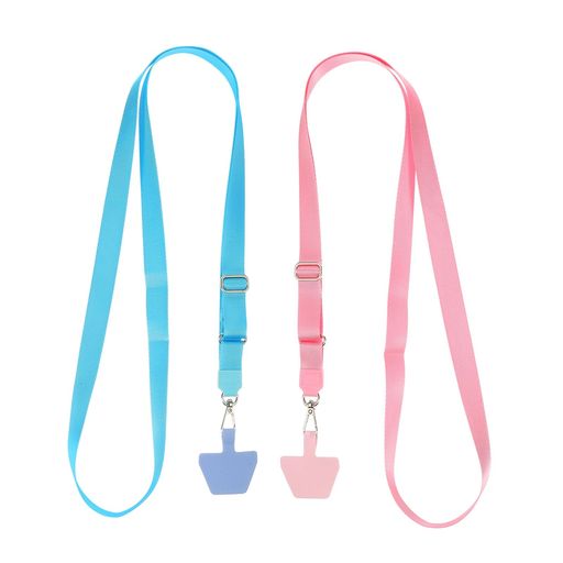 [PATIKIL] 2個セット スマートフォン 首掛けストラップ 調整可能 クロスボディ 携帯電話 ネックストラップ ピンク/ブルー 73-50cm