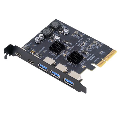 Cablecc USB3.0 Type-A 3ポートバックパネルソケット&デュアルUSB3.1 Type-C USB-C - PCI-E Expressカードアダプター ASM3142 VL822
