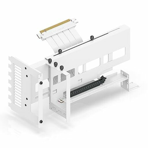 EZDIY-FAB 垂直 PCIE4.0 GPUブラケット 垂直グラフィックカードホルダー PCIE 4.0 X16 GEN4 白いライザーケーブル付き 90度直角17CM