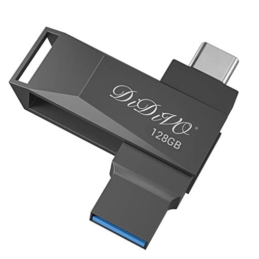DIDIVO USBメモリ 128GBー タイプC フラッシュドライブ スマホ/タブレット/PC対応 スマホ用 USB3.0 高速データ伝送 USBメモリ 容量不足解消 両面挿しスマホメモリー 亜鉛合金ボディー 360度回転式 USB3.0対応