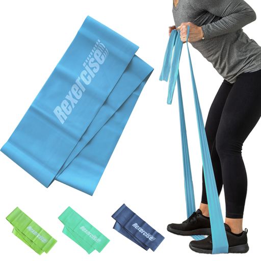 レクササイズトレーニングバンドバンドスカイ青ブルーRBF-3長さ1.8m幅12cm強度レベル:3強度ゴム高耐久..