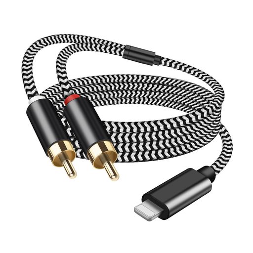 Lightning RCA 変換ケーブル 1M iPhone RCA 変換 ステレオミニプラグ オーディオケ...