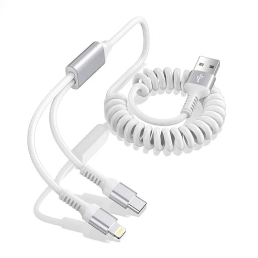 2in1充電ケーブルコイルライトニング充電&タイプCケーブルカール充電コード伸縮式iPhone用+Android用2台同時充電コードMFI認証2A急速充電USBライトニングケーブルGAEFアイフォンマルチ充電 2in1充電ケーブルコイルライトニング充電&タイプCケーブルカール充電コード伸縮式iPhone用+Android用2台同時充電コードMFI認証2A急速充電USBライトニングケーブルGAEFアイフォンマルチ充電